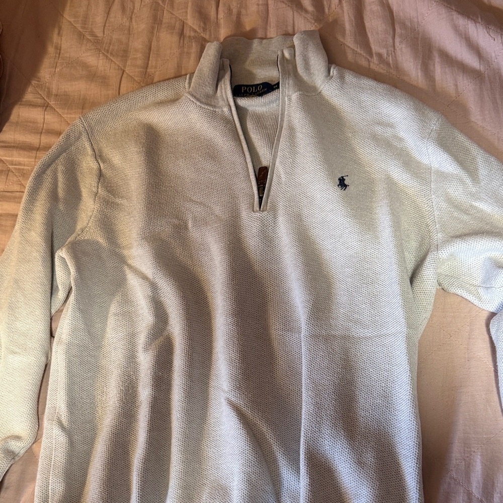 Polo by Ralph Lauren Men's Cream Zip-Up Sweater